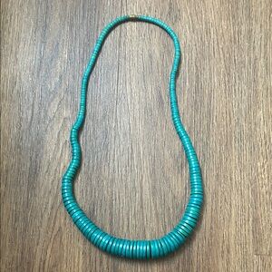 Teal Turquoise Wood Beaded Necklace Cruise Wear